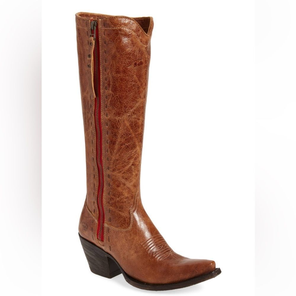 NWT ARIAT Giselle 10029666 Dark Tan Leather Cowboy Western Boots Side Zip US 7.5